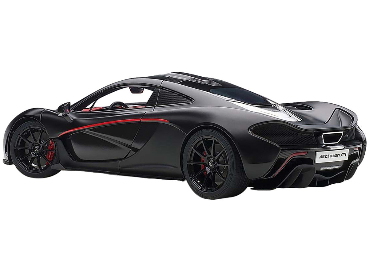 Mclaren P1 Matt Black with Red Accents 1/12 Model Car by Autoart