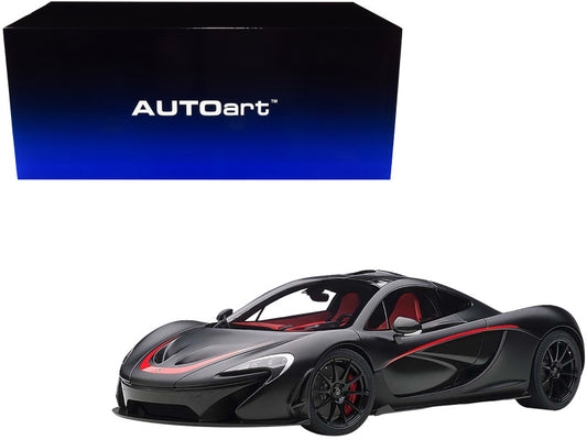 Mclaren P1 Matt Black with Red Accents 1/12 Model Car by Autoart