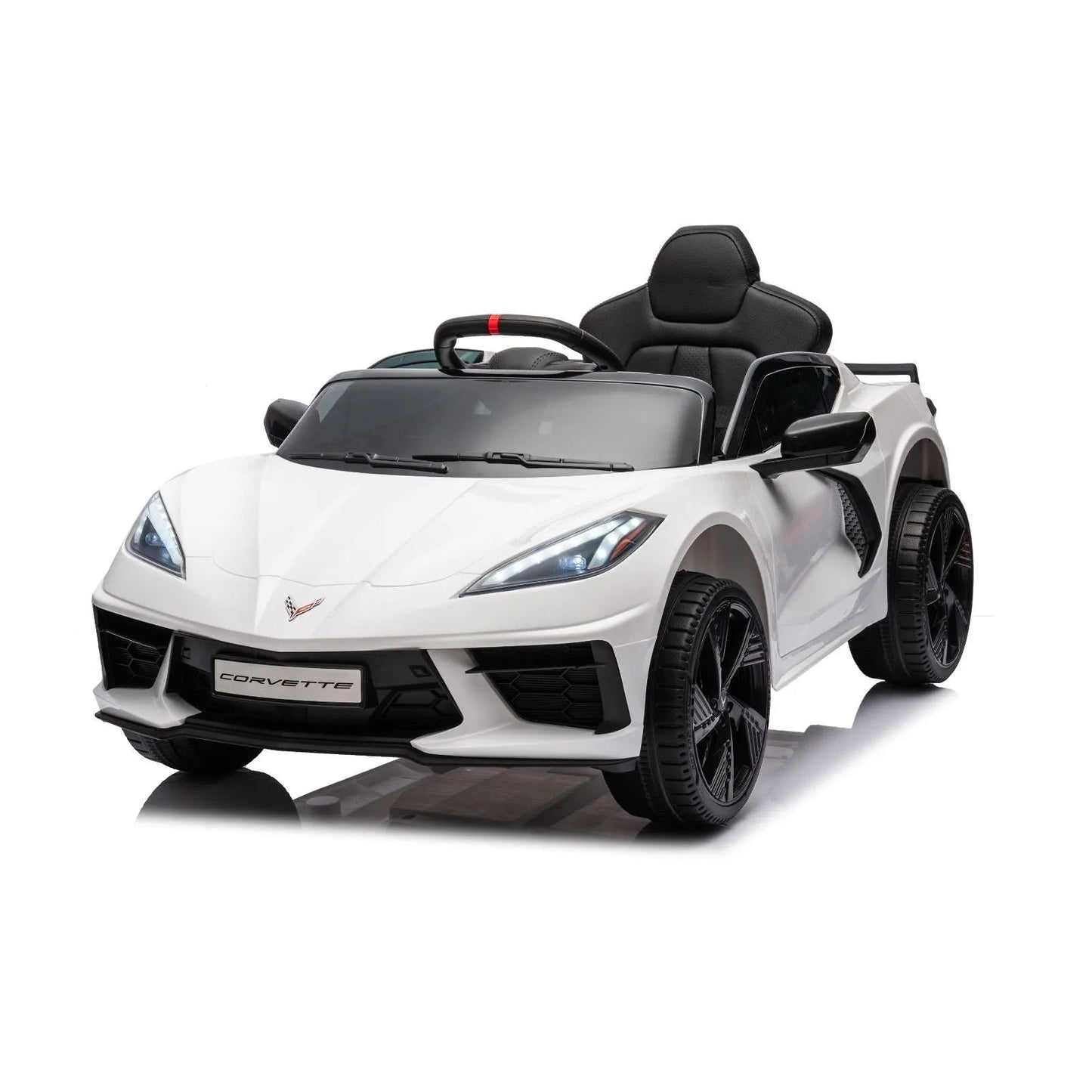 12V Chevrolet Corvette C8 Stingray 1-Seater Kids Ride-On Car - White