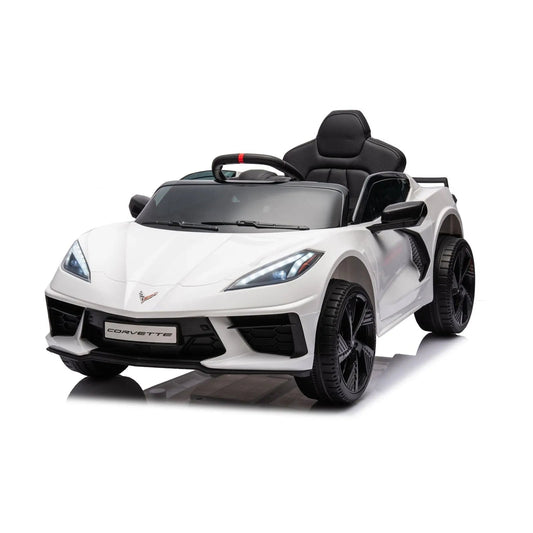 12V Chevrolet Corvette C8 Stingray 1-Seater Kids Ride-On Car - White