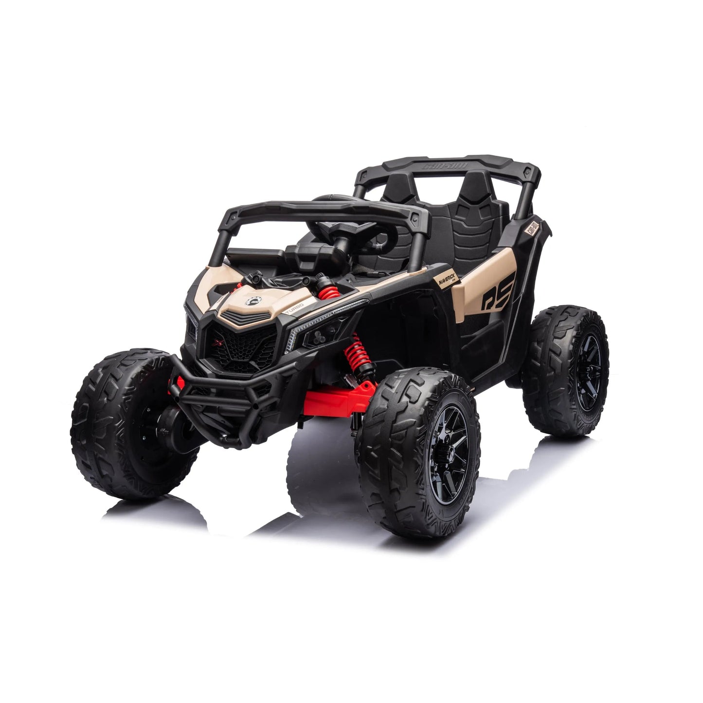 24V Can Am Maverick 1-Seater UTV - Kids Electric Ride-On - Khaki