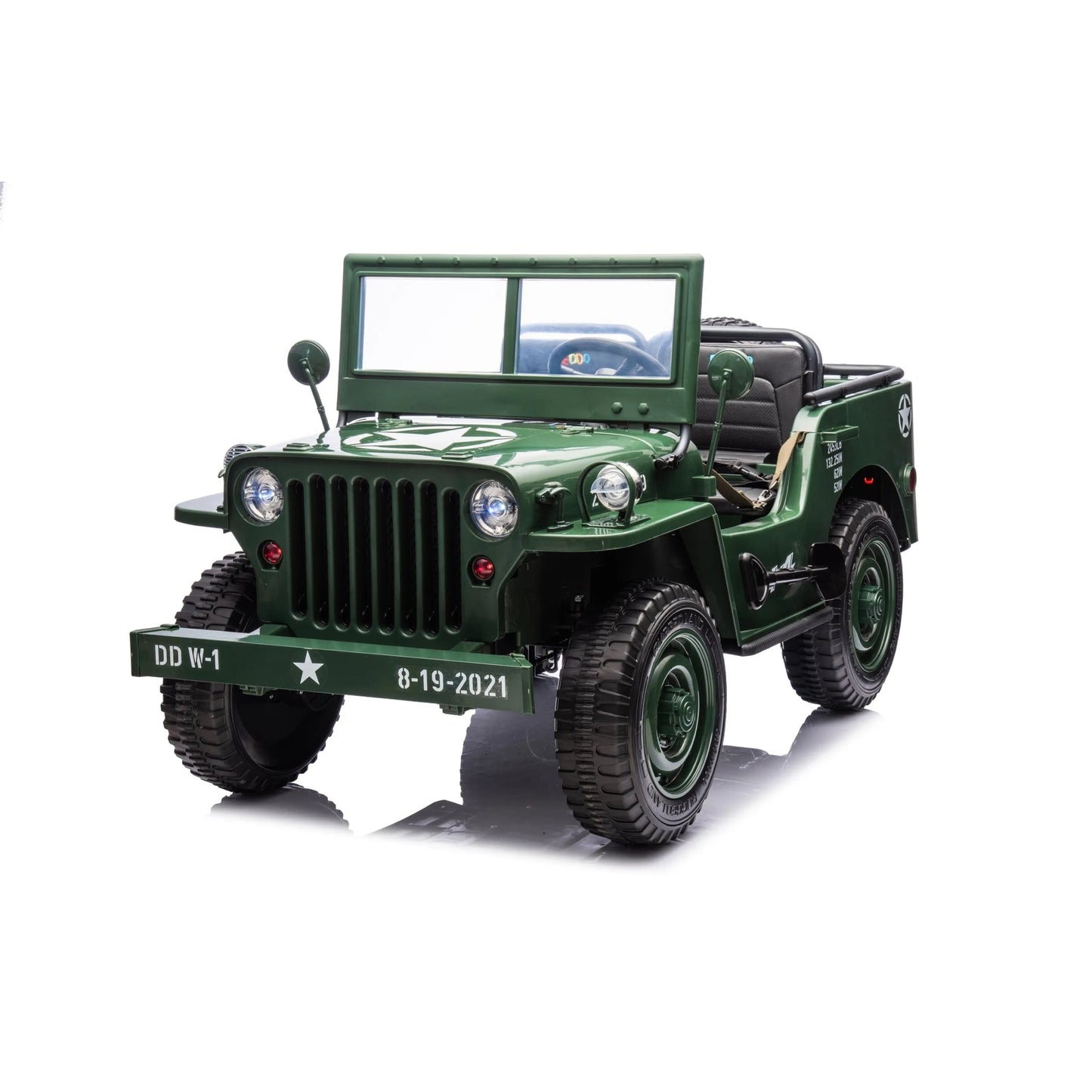 24V Freddo Military Willy Jeep 3 Seater Electric Ride on - Green