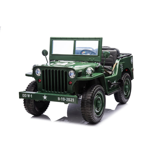 24V Freddo Military Willy Jeep 3 Seater Electric Ride on - Green