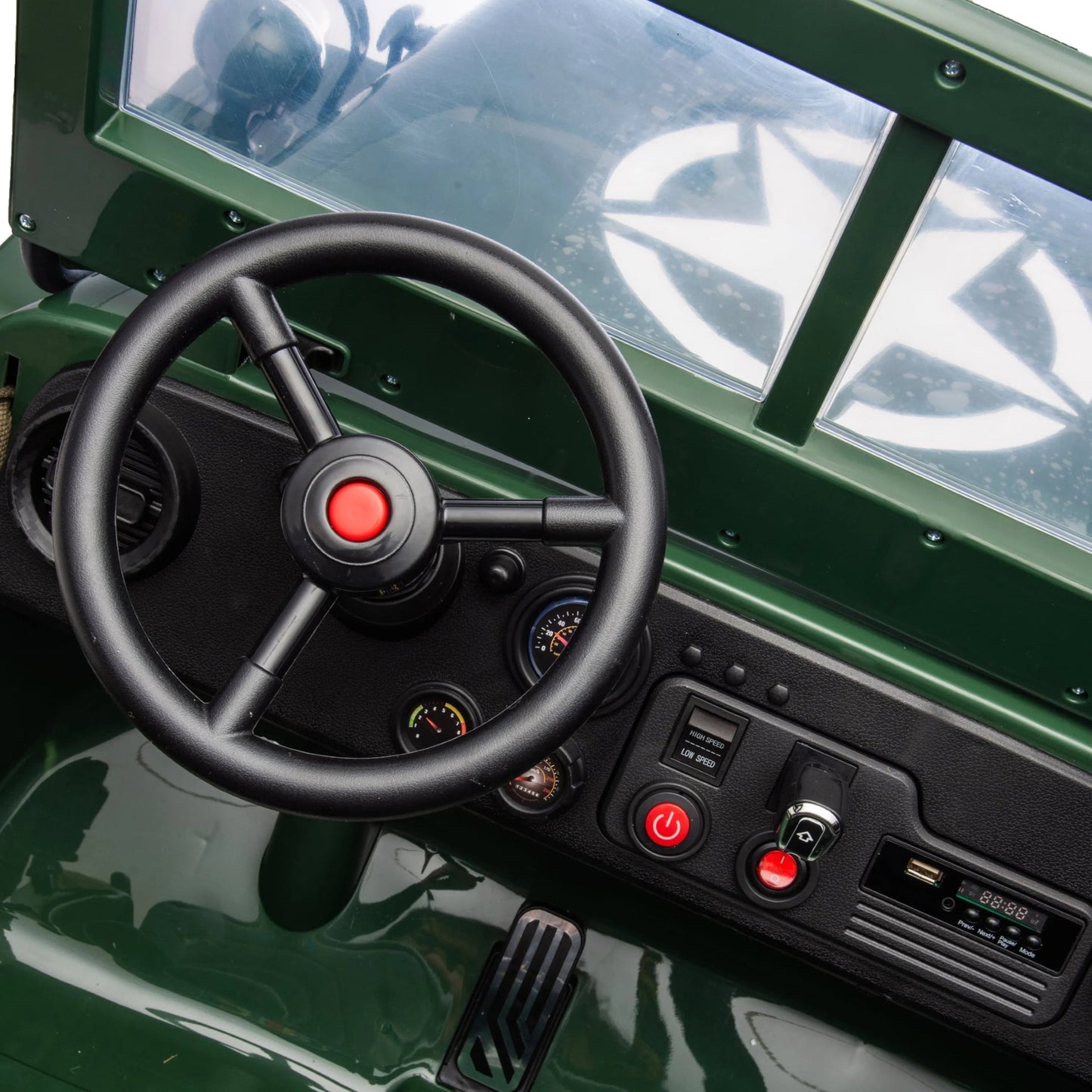 24V Freddo Military Willy Jeep 3 Seater Electric Ride on - Green