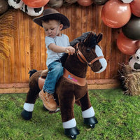 Model U Ride On Pony - Dark Brown with White Hoof - Size 3