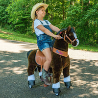 Model U Ride On Pony - Dark Brown with White Hoof - Size 5