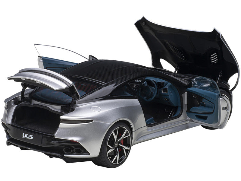 Aston Martin DBS Superleggera RHD (Right Hand Drive) Lightning Silver Metallic with Carbon Top 1/18 Model Car by Autoart