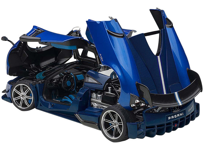 Pagani Huayra BC Blu Francia / Candy Blue Metallic with Carbon Accents 1/18 Model Car by Autoart $281.99
