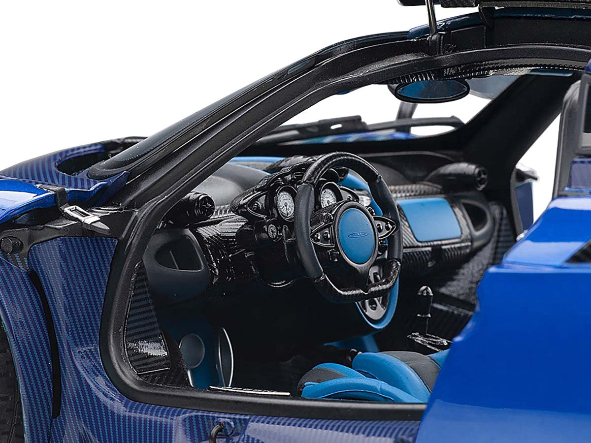 Pagani Huayra BC Blu Francia / Candy Blue Metallic with Carbon Accents 1/18 Model Car by Autoart $281.99