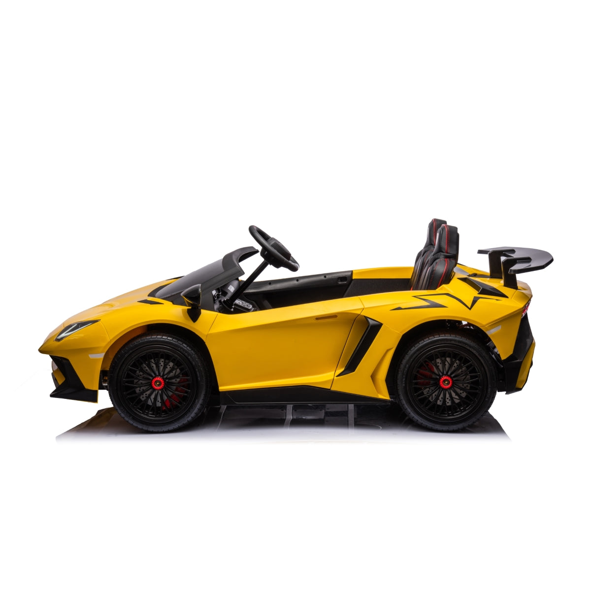 24V Lamborghini Aventador 2 Seater Ride On Car for Kids: Advanced Brushless Motor & Differential for High-Octane Fun - Yellow