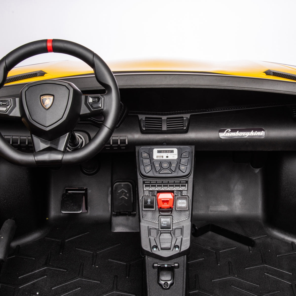 24V Lamborghini Aventador 2 Seater Ride On Car for Kids: Advanced Brushless Motor & Differential for High-Octane Fun - Yellow
