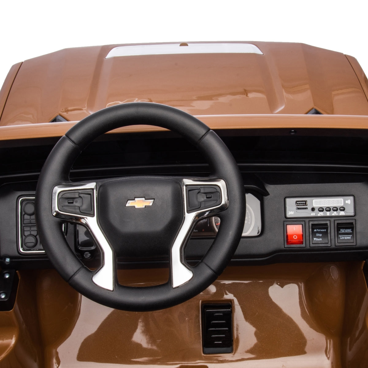 24V 4x4 Chevrolet Silverado 2 Seater Ride on Truck - Brown