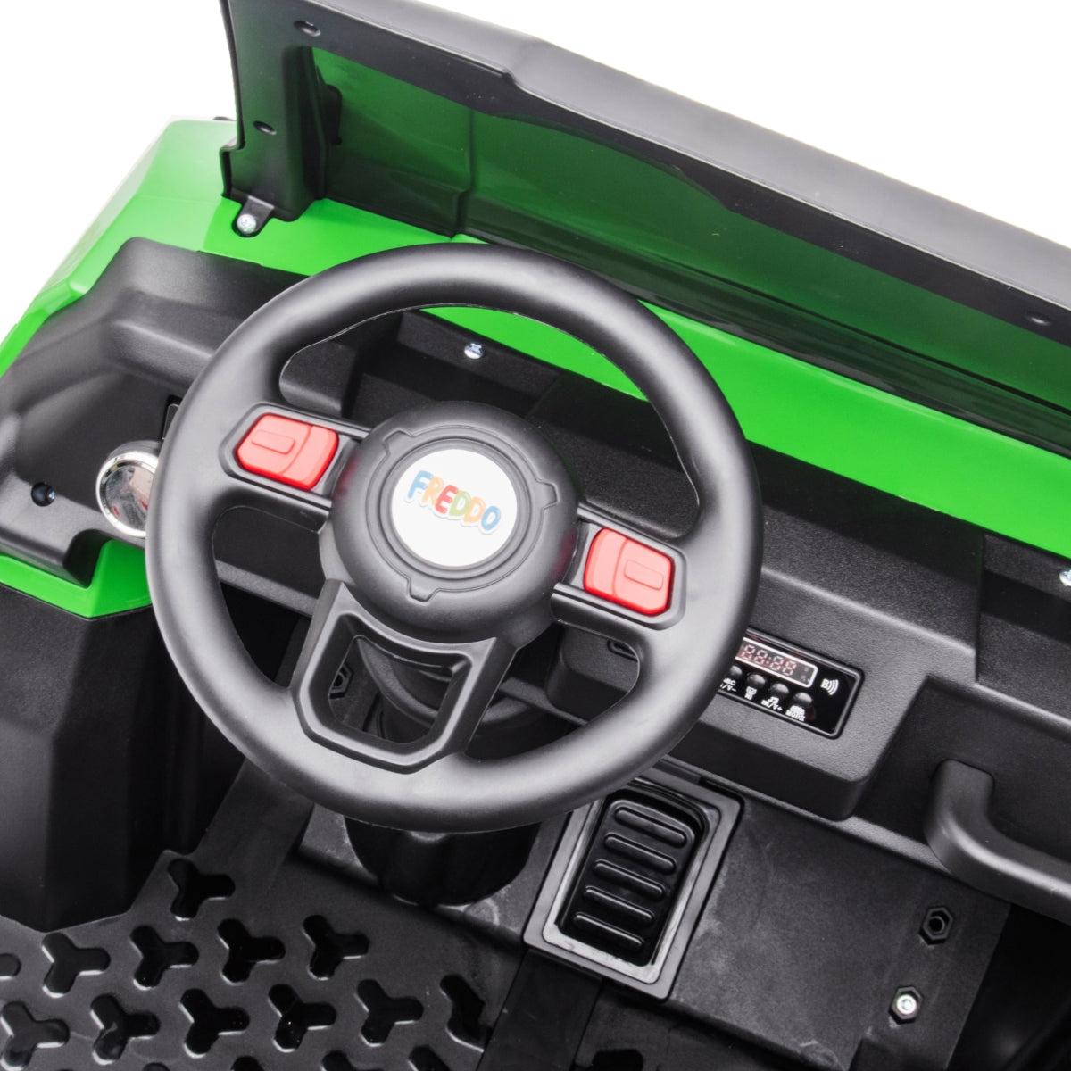 24V 6 Wheeler Freddo Tractor Trailer 2 Seater Ride-on with Dump Cart and Parental Remote - Green
