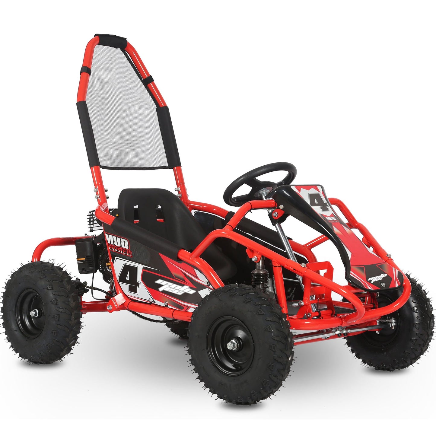 MotoTec Mud Monster Kids Gas Powered 98cc Go Kart Full Suspension Red