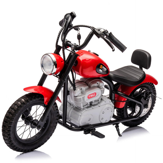 36V Freddo E-Chopper, Leather Seat, Rubber Air Wheels, Brushless Motor - Red