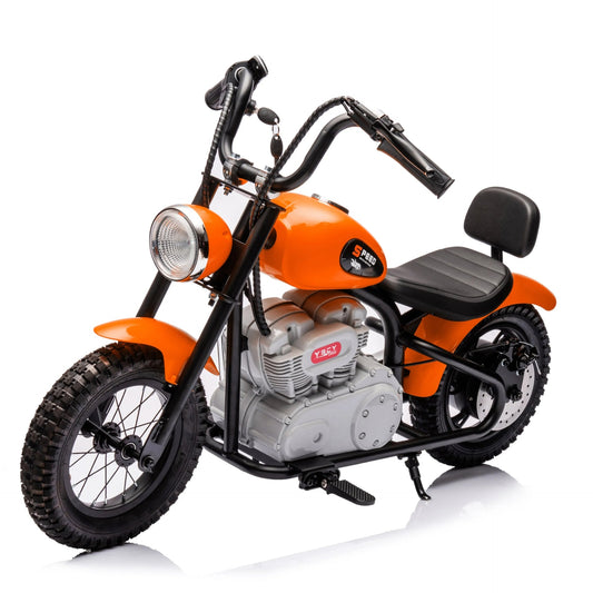 36V Freddo E-Chopper, Leather Seat, Rubber Air Wheels, Brushless Motor - Orange