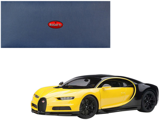 Bugatti Chiron Jaune Molsheim Yellow and Nocturne Black 1/18 Model Car by Autoart