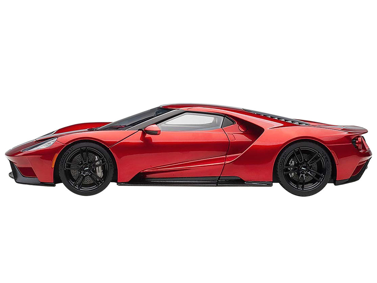 2017 Ford GT Liquid Red with Silver Stripes 1/18 Model Car by Autoart