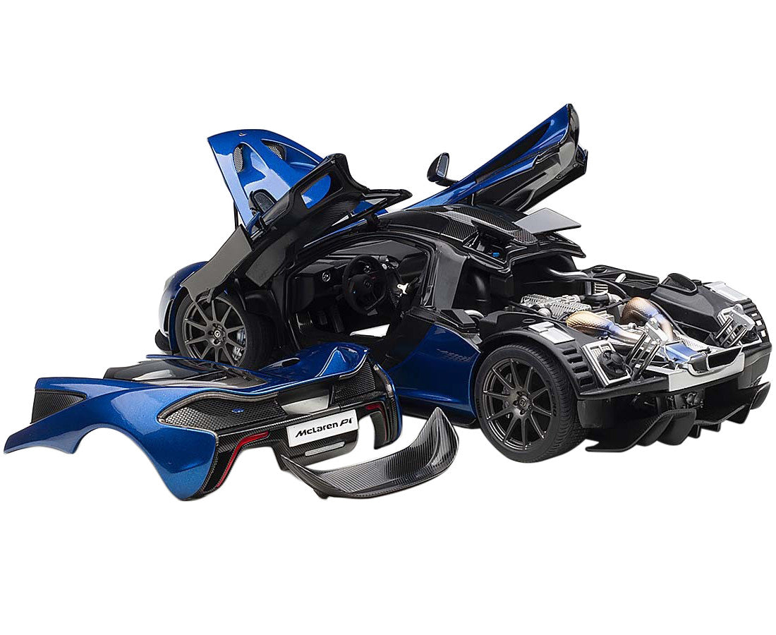 Mclaren P1 Azure Blue / Metallic Dark Blue and Carbon Fiber 1/18 Model Car by Autoart