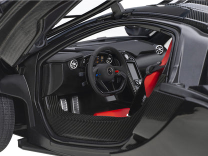 McLaren P1 Fire Black with Red and Black Interior 1/18 Model Car by Autoart