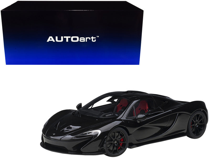 McLaren P1 Fire Black with Red and Black Interior 1/18 Model Car by Autoart