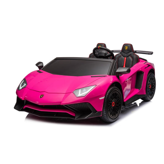 24V Lamborghini Aventador 2 Seater Ride On Car for Kids: Advanced Brushless Motor & Differential for High-Octane Fun - Pink