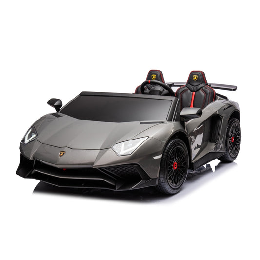 24V Lamborghini Aventador 2 Seater Ride On Car for Kids: Advanced Brushless Motor & Differential for High-Octane Fun - Grey