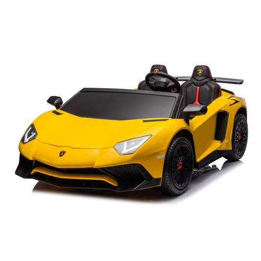 24V Lamborghini Aventador 2 Seater Ride On Car for Kids: Advanced Brushless Motor & Differential for High-Octane Fun - Yellow