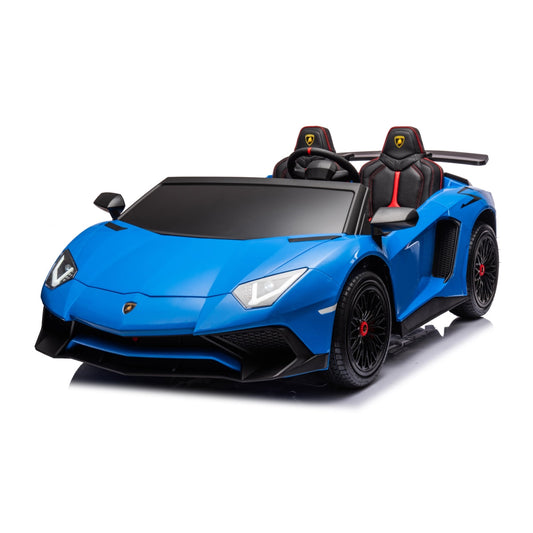 24V Lamborghini Aventador 2 Seater Ride On Car for Kids: Advanced Brushless Motor & Differential for High-Octane Fun - Blue