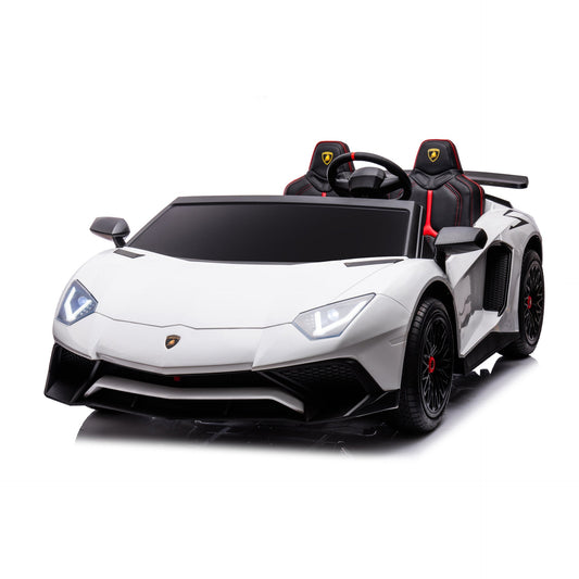 24V Lamborghini Aventador 2 Seater Ride On Car for Kids: Advanced Brushless Motor & Differential for High-Octane Fun - White