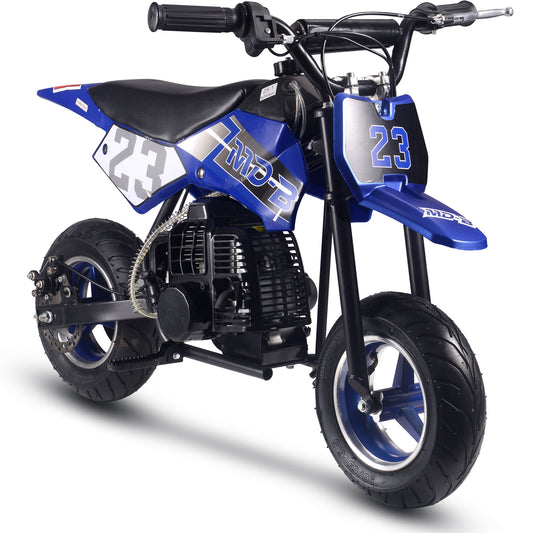 MotoTec Supermoto 50cc 2-Stroke Kids Dirt Bike Blue