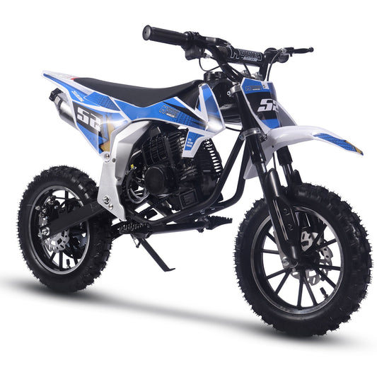 MotoTec Warrior 52cc 2-Stroke Kids Gas Dirt Bike Blue