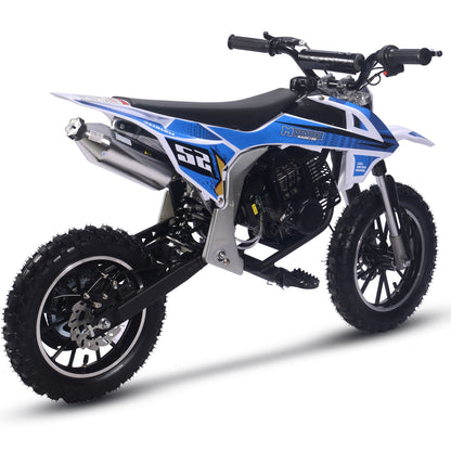 MotoTec Warrior 52cc 2-Stroke Kids Gas Dirt Bike Blue